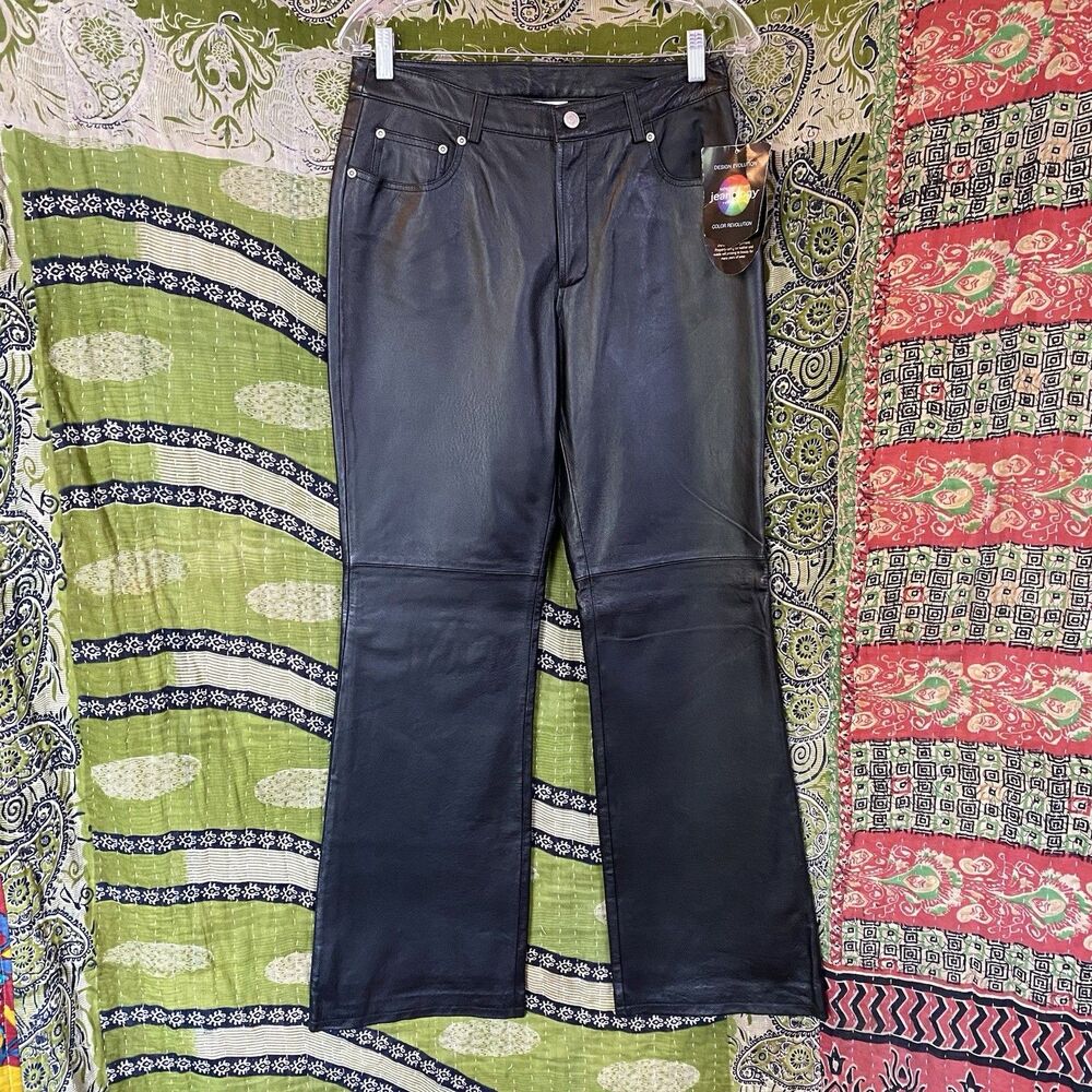 NWT Vintage Women’s Newport News Jeanology Bootcut Leather Pants Size 8